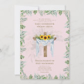 Invitation Mariage de la messe nuptiale catholique rose-rouss (Devant)