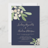 Invitation Mariage de la Mistletoe marine et verte (Devant)