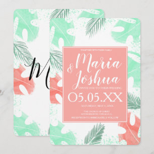 Invitation Mariage de la Monstera Tropicale d'été de la plage