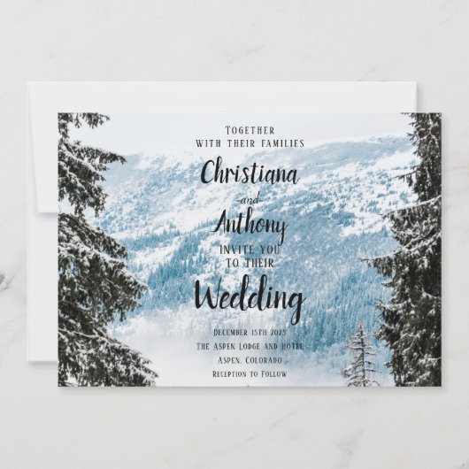 Invitation Mariage de la montagne d'hiver (Devant)