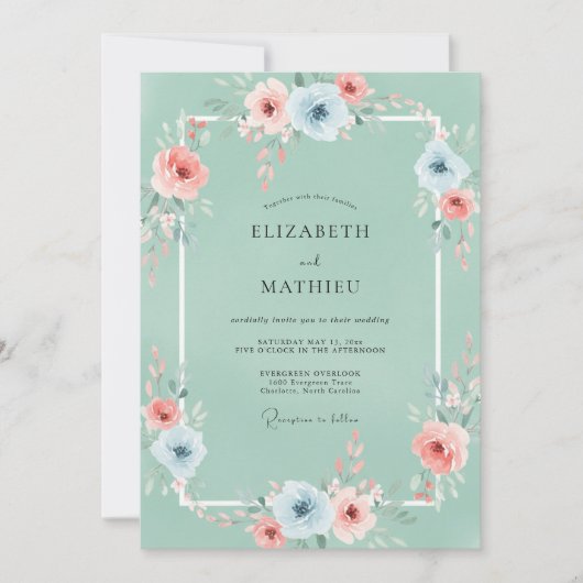 Invitation Mariage de la Nature Tranquille Mousse de Mer (Devant)