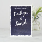 Invitation Mariage de la nuit céleste bleu marine (Debout devant)