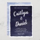 Invitation Mariage de la nuit céleste bleu marine (Devant / Derrière)