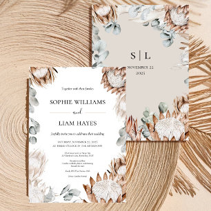Invitation Mariage de la Pampa neutre Boho Protea