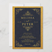 Invitation Mariage de la Parties scintillant royale d'or (Devant)