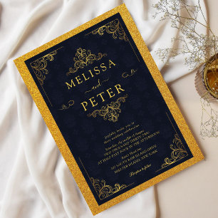 Invitation Mariage de la Parties scintillant royale d'or