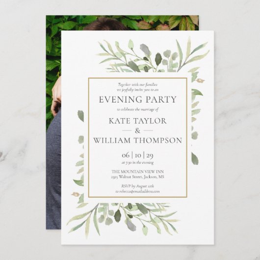 Invitation Mariage de la photo de la verdure Soirée (Devant / Derrière)