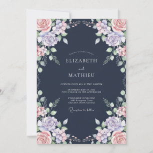 Invitation Mariage de la Pivoine Améthyste de Minuit