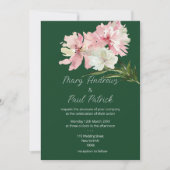 Invitation Mariage de la pivoine verte rose blanc (Devant)