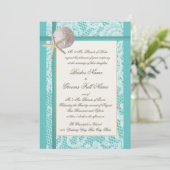 Invitation Mariage de la plage de Lace Aqua (Debout devant)