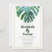 Invitation Mariage de la plage de photo moderne Tropical Leaf (Devant)