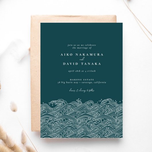 Invitation Mariage de la plage de Waves Ocean au Japon