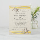 Invitation Mariage de la plage jaune de Starfish et Ribbon (Debout devant)