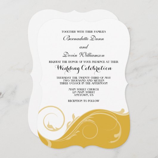 Invitation Mariage de la poignée de la Floride d'or invite (Devant / Derrière)