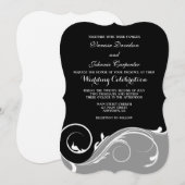 Invitation Mariage de la poignée gris gris noir gris invite (Devant / Derrière)