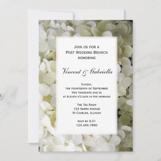 Invitation Mariage de la Poste à fleurs d'Hydrangea Blanc Bru (Devant)