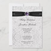Invitation Mariage de la poste de bijoux violet en argent noi (Devant)