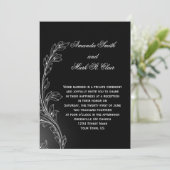 Invitation Mariage de la poste de de fleurs blanches noires (Debout devant)