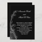 Invitation Mariage de la poste de de fleurs blanches noires (Devant / Derrière)