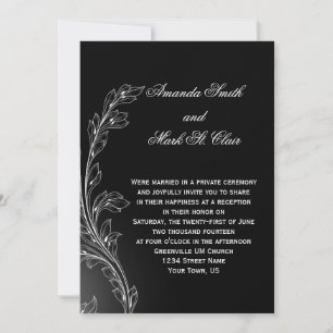 Invitation Mariage de la poste de  de fleurs blanches noires