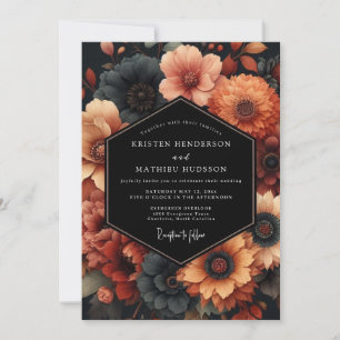 Invitation Mariage de la récolte de fleurs orange brûlé