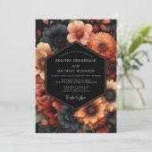 Invitation Mariage de la récolte de fleurs orange brûlé (Debout devant)