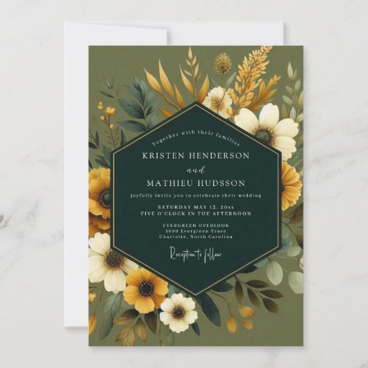 Invitation Mariage de la récolte de sauge et de souci (Devant)
