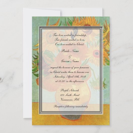 Invitation mariage de la religion, van Gogh douze tournesols (Devant)