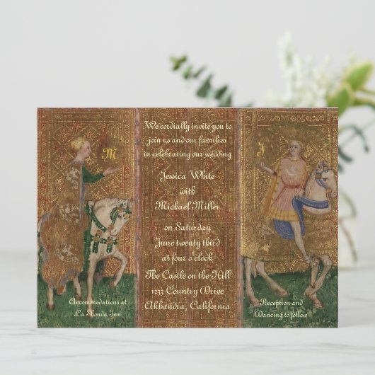 Invitation Mariage de la Renaissance avec ses initiales (Debout devant)
