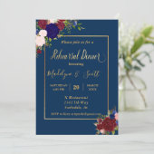 Invitation Mariage de la répétition d'or de la Marine bordeau (Debout devant)