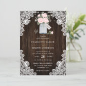 Invitation Mariage de la respiration du Rose roux en dentelle (Debout devant)