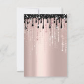 Invitation Mariage de la Rose à paillettes noires  (Dos)