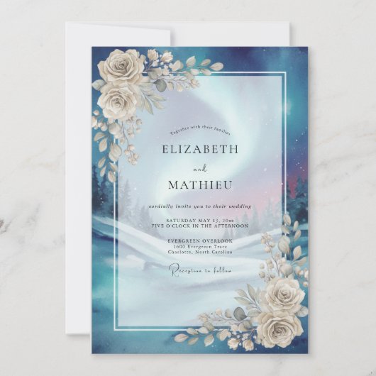 Invitation Mariage de la Rose Céleste de Minuit (Devant)