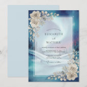 Invitation Mariage de la Rose Céleste de Minuit (Devant / Derrière)