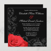 Invitation Mariage de la Rose rouge (Devant / Derrière)