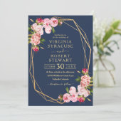 Invitation Mariage de la Royal Blue Navy de couleur rose (Debout devant)