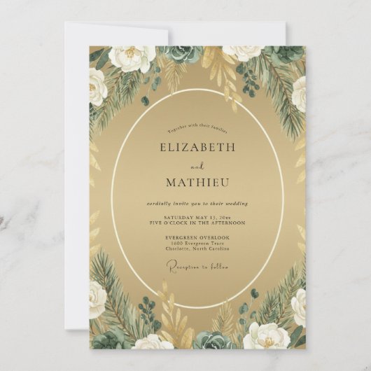 Invitation Mariage de la Sauge au feuillage de Moutarde (Devant)