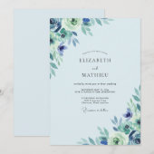 Invitation Mariage de la Sauge au Feuillage Pervenche (Devant / Derrière)