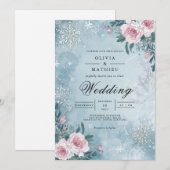 Invitation Mariage de la scène d'hiver florale gelée (Devant / Derrière)