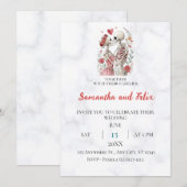 Invitation Mariage de la Skeleton Florale sur Marbre (Devant / Derrière)