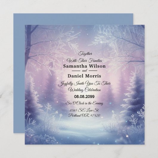 Invitation Mariage de la Snowfall de Lavande (Devant / Derrière)
