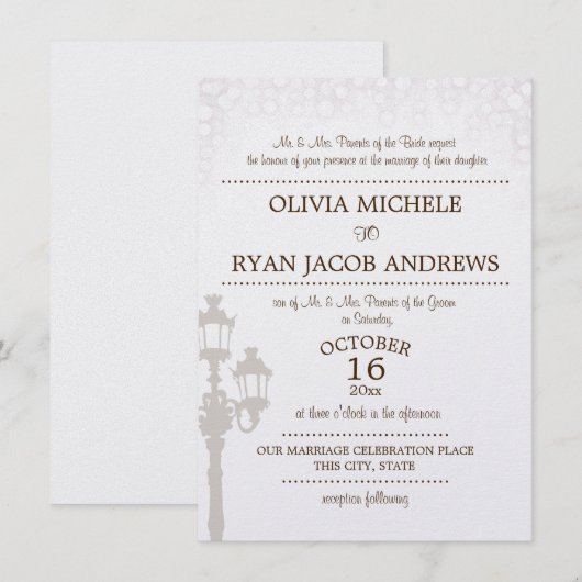 Invitation Mariage de la soirée de gala (Devant / Derrière)