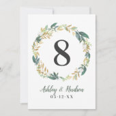 Invitation Mariage de la table Green Gold Floral (Devant)