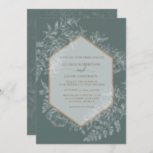 Invitation Mariage de la tapisserie géométrique verte Sage