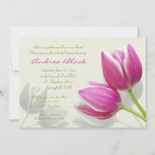 Invitation Mariage de la Tulipe rose (Devant)