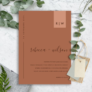 INVITATION MARIAGE DE LA TYPOGRAPHIE DE L'ORANGE EN TERRACOTT