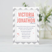 Invitation Mariage de la typographie de Zag Peach Navy et Gre (Debout devant)