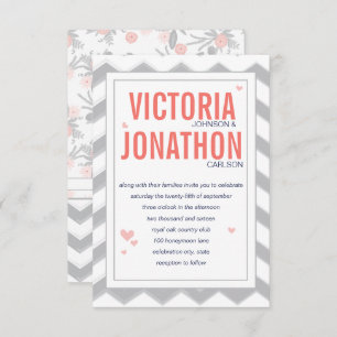 Invitation Mariage de la typographie de Zag Peach Navy et Gre