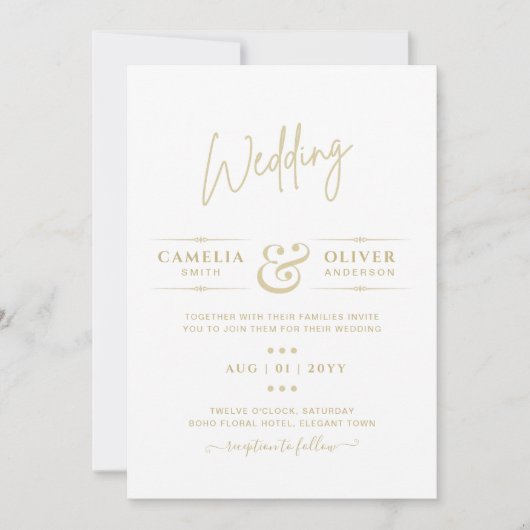 Invitation MARIAGE de la typographie du budget (Devant)