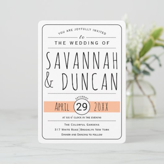 Invitation Mariage de la typographie moderne arrondi (Debout devant)